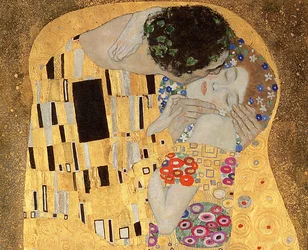 The Kiss, 1907-08 detail olej na plátně z 601